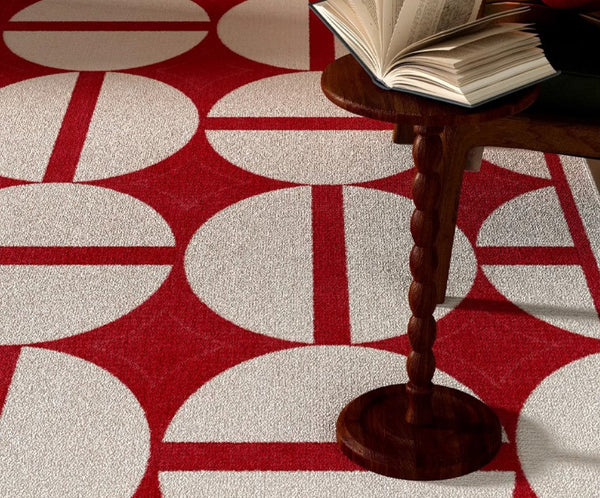Modern Rug Placement Ideas for Bedroom, Contemporary Modern Rugs for Dining Room, Red Mid Century Geometric Rugs for Living Room-HomePaintingDecor