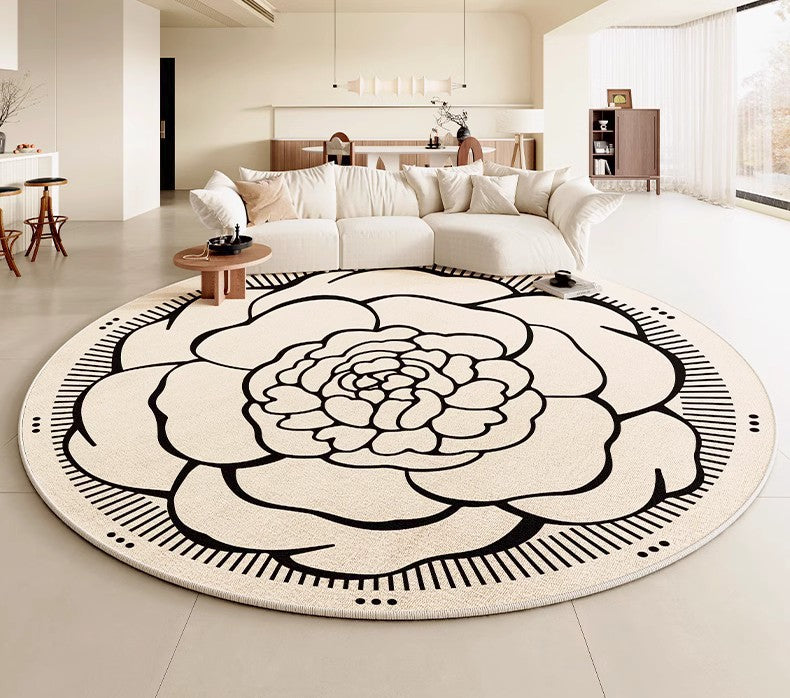 Modern Rug Ideas for Living Room, Bedroom Modern Round Rugs, Dining Room Contemporary Round Rugs, Circular Modern Rugs under Chairs-HomePaintingDecor