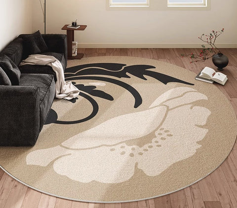 Bathroom Modern Round Rugs, Circular Modern Rugs under Coffee Table, Round Modern Rugs in Living Room, Round Contemporary Modern Rugs for Bedroom-HomePaintingDecor