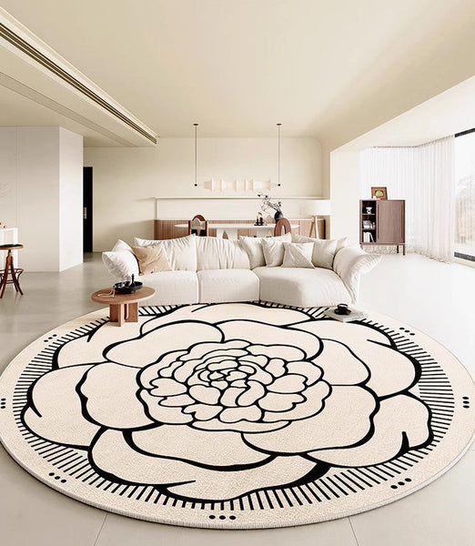 Modern Rug Ideas for Living Room, Bedroom Modern Round Rugs, Dining Room Contemporary Round Rugs, Circular Modern Rugs under Chairs-HomePaintingDecor