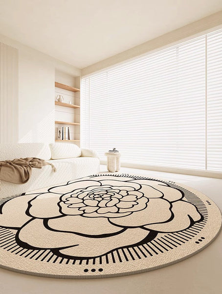 Modern Rug Ideas for Living Room, Bedroom Modern Round Rugs, Dining Room Contemporary Round Rugs, Circular Modern Rugs under Chairs-HomePaintingDecor