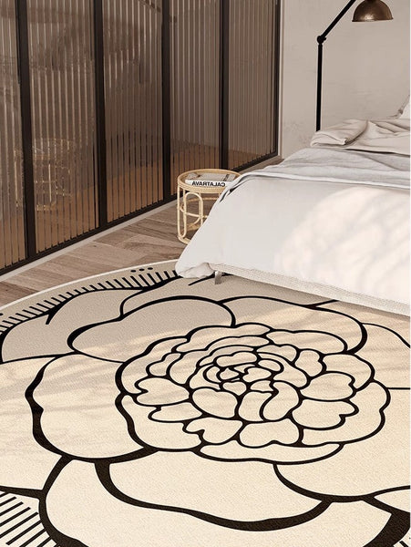 Modern Rug Ideas for Living Room, Bedroom Modern Round Rugs, Dining Room Contemporary Round Rugs, Circular Modern Rugs under Chairs-HomePaintingDecor