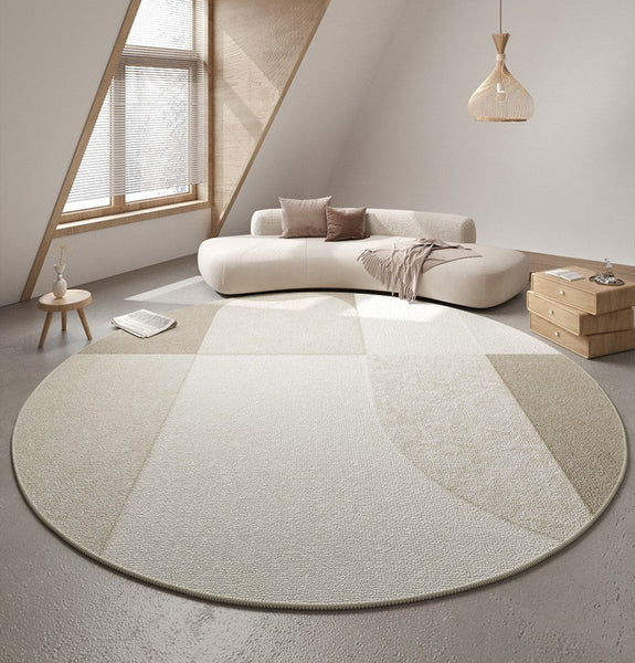 Abstract Contemporary Round Rugs for Dining Room, Modern Rugs for Dining Room, Washable Modern Rugs for Bathroom, Geometric Modern Rug Ideas for Living Room-HomePaintingDecor