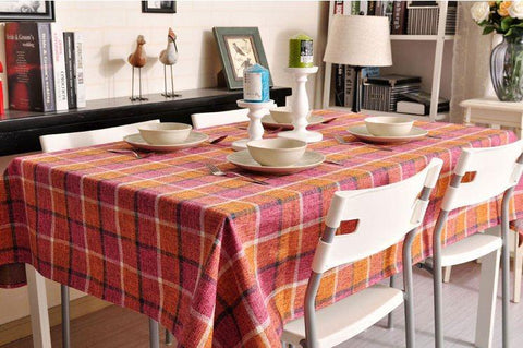 Roseo Checked Linen Tablecloth, Rustic Home Decor , Checkerboard Tablecloth, Table Cover-HomePaintingDecor