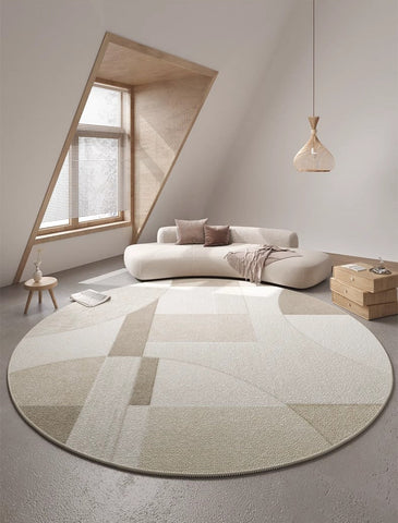 Modern Rugs for Dining Room, Abstract Contemporary Round Rugs for Dining Room, Circular Modern Rugs for Bedroom, Geometric Modern Rug Ideas for Living Room-HomePaintingDecor