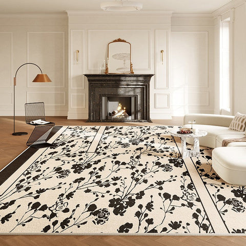 Contemporary Modern Rugs under Dining Room Table, Bedroom French Style Modern Rugs, Flower Pattern Modern Rugs for Interior Design, Flower Pattern Modern Rugs for Living Room