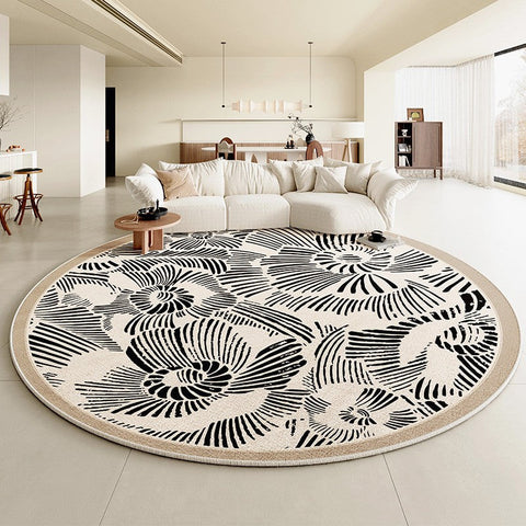 Modern Rug Ideas for Living Room, Dining Room Contemporary Round Rugs, Bedroom Modern Round Rugs, Circular Modern Rugs under Chairs-HomePaintingDecor