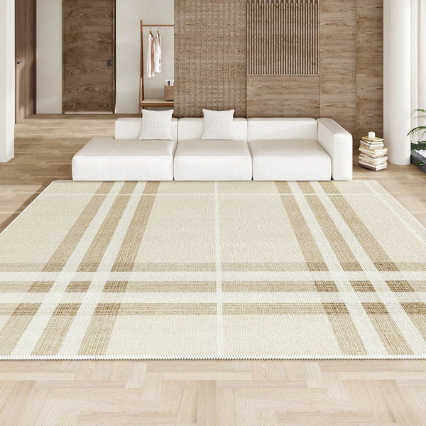 Large Beige Area Rugs for Living Room, Geometric Rug for Dining Room, Contemporary Rugs for Bedroom, Modern Floor Rugs for Office-HomePaintingDecor