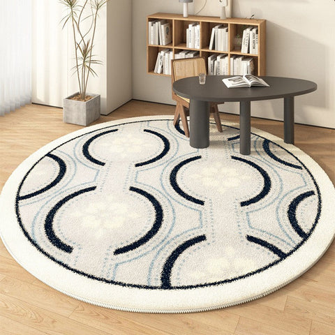 Contemporary Modern Rugs for Bedroom, Modern Area Rugs under Coffee Table, Dining Room Modern Rugs, Abstract Geometric Round Rugs under Sofa-HomePaintingDecor