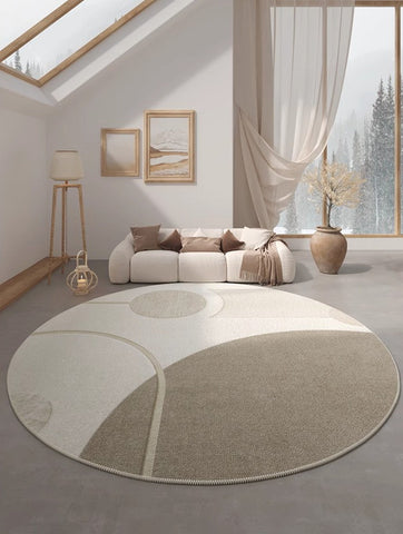Modern Round Rugs for Dining Room, Round Rugs under Coffee Table, Contemporary Modern Rug Ideas for Living Room, Circular Modern Rugs for Bedroom-HomePaintingDecor