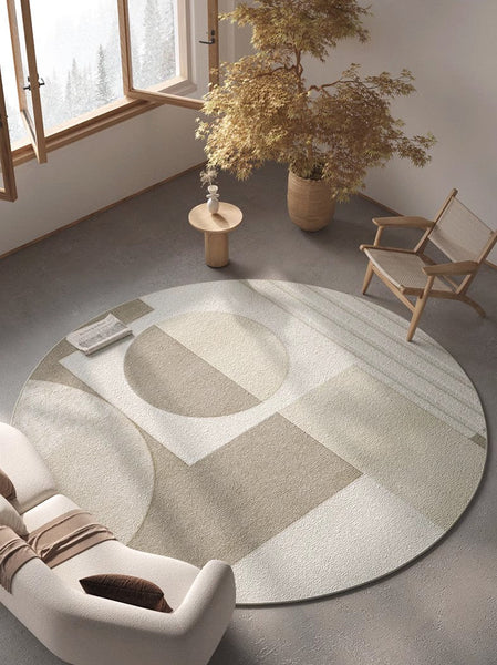 Round Rugs under Coffee Table, Modern Round Rugs for Dining Room, Contemporary Modern Rug Ideas for Living Room, Circular Modern Rugs for Bedroom-HomePaintingDecor