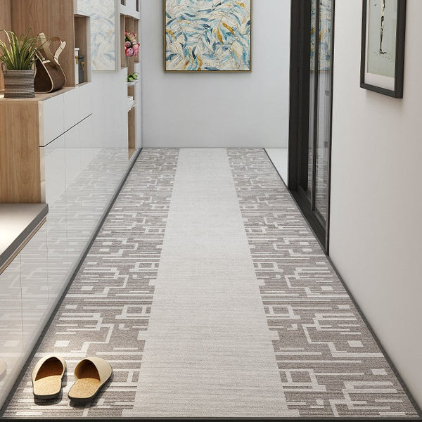 Stain-resistant Non Slip Kitchen Runner Rugs, Long Hallway Runners, Extra Long Narrow Runner Rugs, Washable Entrance Hallway Runners, Entryway Runner Rug Ideas, Light Grey Modern Long Hallway Runners-HomePaintingDecor