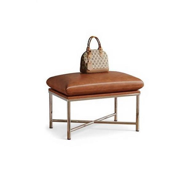 Contemporay Bedroom Bench, Upholstered Shoe Bench, Luxury Genuine Leather Entry Bench, Narrow Entryway Bench, Modern Shoe Changing Ottoman, Mid-Century Hall Bench-HomePaintingDecor