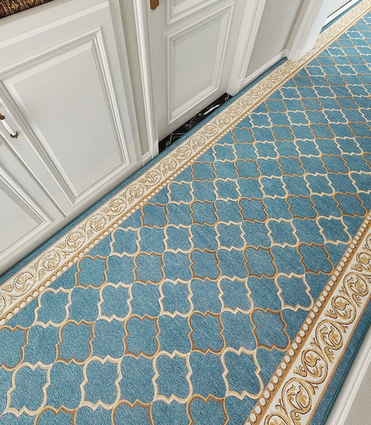 Stain-resistant Non Slip Entrance Hallway Runners, Entryway Runner Rugs, Modern Long Hallway Runners, Extra Long Narrow Runner Rugs, Kitchen Runner Rugs, Blue Hallway Runners-HomePaintingDecor
