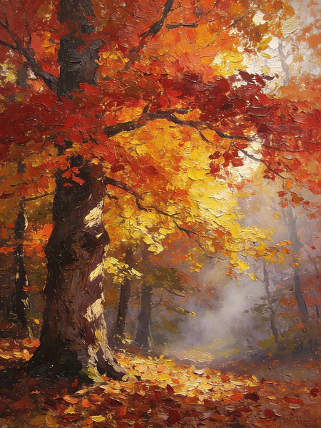 Autumn in the Deep Woods, Impasto Paintings, Landscape Oil Paintings, Original Small Paintings on Canvas, Simple Oil Paintings, Small Paintings on Canvas, Hand Painted Canvas Art-HomePaintingDecor