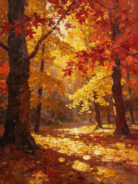 Golden Woods in Autumn, Heavy Texture Wall Art Paintings, On Canvas Small Paintings, Hand Painted Canvas Art, Original Artwork Small Paintings-HomePaintingDecor
