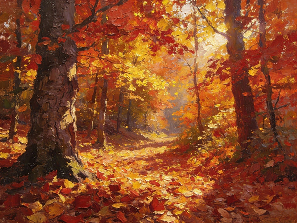 Hand Painted Canvas Art, Autumn Path Through the Forest, Original Wall Paintings, Original Artwork Small Paintings, On Canvas Small Wall Paintings, Small Landscape Paintings-HomePaintingDecor