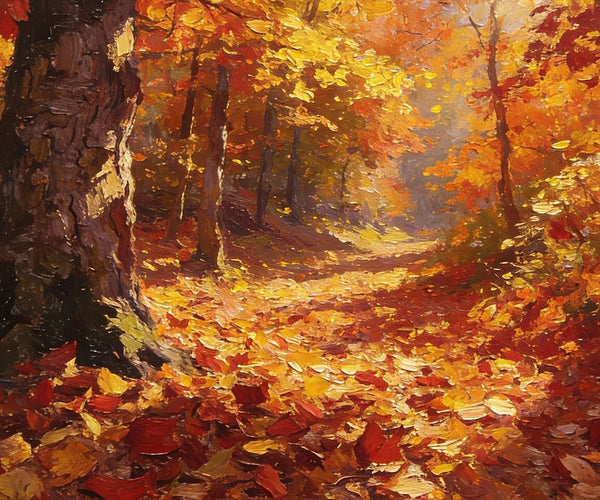 Hand Painted Canvas Art, Autumn Path Through the Forest, Original Wall Paintings, Original Artwork Small Paintings, On Canvas Small Wall Paintings, Small Landscape Paintings-HomePaintingDecor