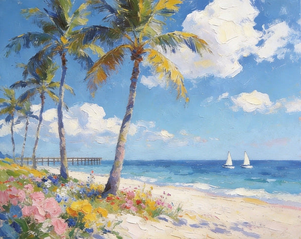 Original Landscape Paintings, Seashore Palm Tree Paintings, Buy Original Oil Paintings Online, Small Canvas Wall Art Paintings, Hand Painted Canvas Art