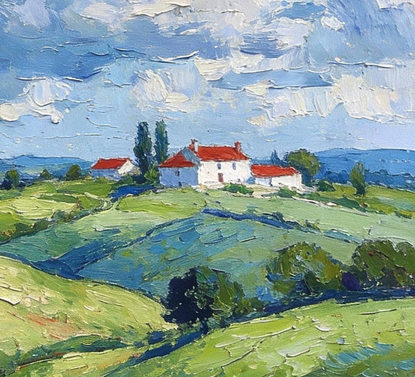 Country Hillside Under an Open Sky, Landscape Canvas Paintings, Impasto Paintings, Original Small Paintings on Canvas, Small Oil Paintings, Hand Painted Canvas Art-HomePaintingDecor