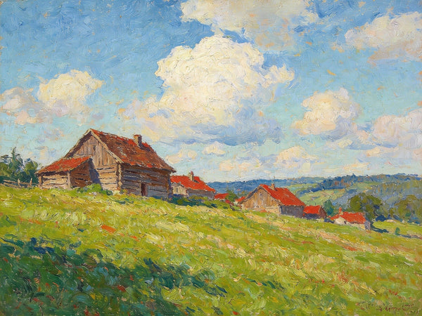 Cottages on the Green, Hand Painted Canvas Art, Small Landscape Paintings, Small Paintings on Canvas, Original Small Paintings on Canvas-HomePaintingDecor