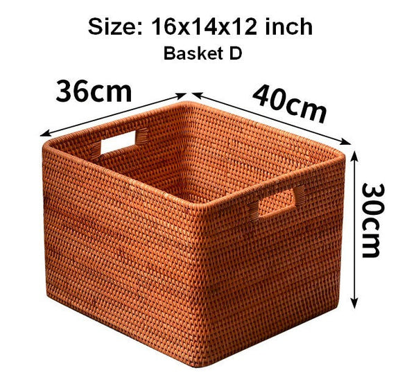 Storage Baskets for Kitchen, Woven Rattan Rectangular Storage Baskets, Wicker Storage Basket for Clothes, Storage Baskets for Bathroom, Storage Baskets for Toys
