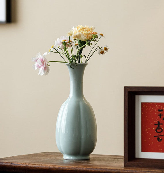 Small Flower Vases on Table, Rustic Porcelain Flower Vases, Ceramic Bud Vases, Handmade Water Holding Flower Vase-HomePaintingDecor