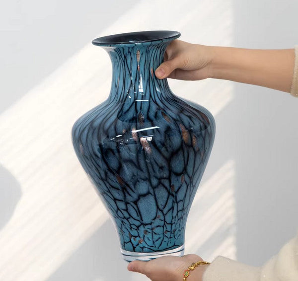 Handmade Liuli Vases, Centerpiece Vases on Table, Colored Glaze Vase for Modern Home Decor, Glass Bud Vases, Bouquet Flower Vase-HomePaintingDecor