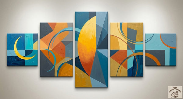 Original Modern Paintings, Geometric Contemporary Art, Abstract Acrylic Paintings, Hand Painted Canvas Art-HomePaintingDecor