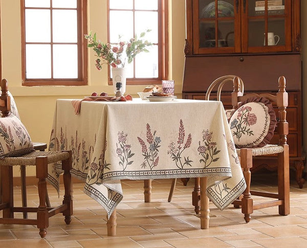 Beautiful Rectangle Tablecloth for Dining Table, Extra Large Modern Tablecloth, Spring Flower Rustic Table Cover, Square Linen Tablecloth for Coffee Table-HomePaintingDecor