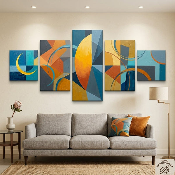 Original Modern Paintings, Geometric Contemporary Art, Abstract Acrylic Paintings, Hand Painted Canvas Art-HomePaintingDecor