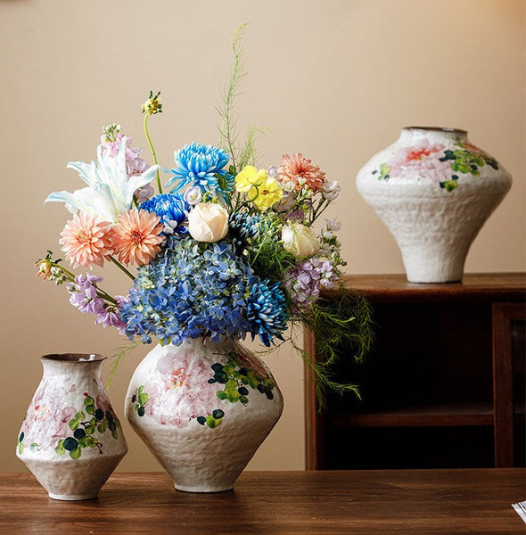 Flower Vases on Table, Handmade Water Holding Flower Vases, Centerpiece on Dining Table, Modern Porcelain Flower Vases, Ceramic Bouquet Vases-HomePaintingDecor