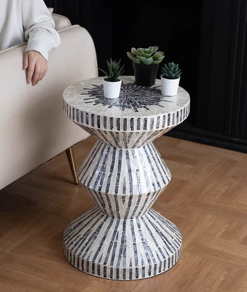 Bedside Small Side Table, Portable Casual Side Table, Shell Small Sofa Side Table, Contemporary Round Side Table, Creative Coffee Table-HomePaintingDecor