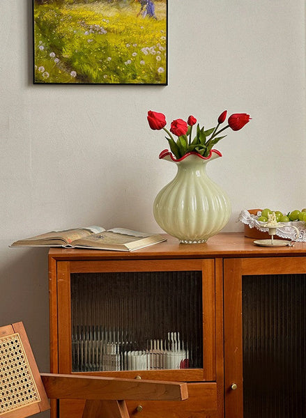 French Vintage Glass Flower Vases, Glass Bud Vases, Flower Vases on Table, Handmade Water Holding Flower Vases-HomePaintingDecor