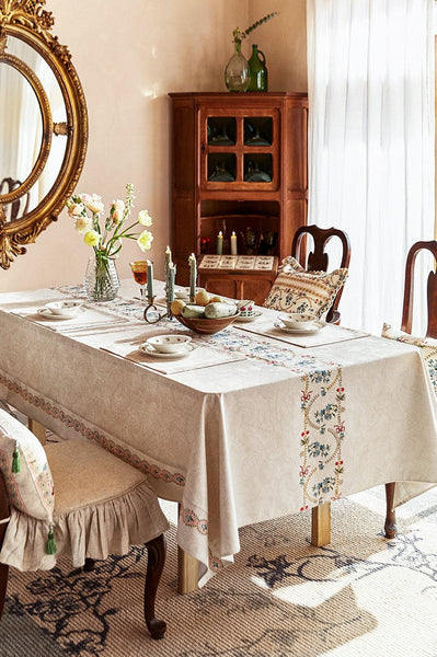 Spring Flower Table Covers for Round Table, Large Modern Rectangle Tablecloth for Dining Table, Farmhouse Table Cloth for Oval Table, Square Tablecloth for Kitchen-HomePaintingDecor