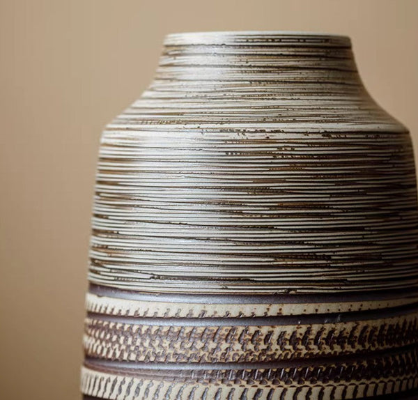 Centerpiece on Dining Table, Handmade Pottery Flower Vases Urn, Modern Bouquet Flower Vases, Water Holding Flower Vases, Large Flower Vase on Table-HomePaintingDecor