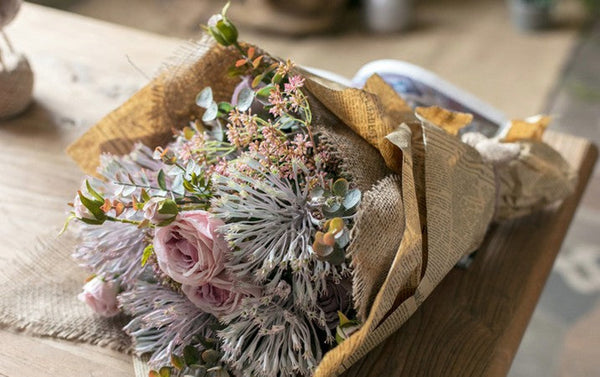 Modern Artificial Flowers for Home Decoration, Rose Flowers, Eucalyptus Globulus, Holly Leaf, Bedroom Flower Arrangement Ideas, Spring Flower Arrangement for Living Room-HomePaintingDecor