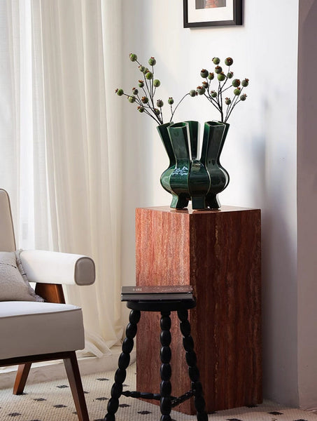 Centerpiece Ceramic Bouquet Vases, Contemporary Vases on Dining Table, Green Porcelain Vases for Modern Home Decor, Unique Handmade Modern Flower Vase-HomePaintingDecor