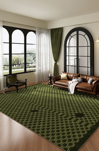 Living Room Contemporary Modern Rugs, Minimalist Geometric Rugs for Living Room, Green Absract Rugs for Bedroom, Mid Century Modern Rugs-HomePaintingDecor