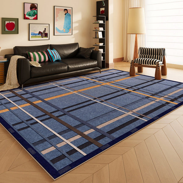 Living Room Rug Ideas, Mid Century Modern Rugs, Bedroom Modern Floor Carpet, Blue Modern Rug Designs, Contemporary Modern Rugs for Dining Room-HomePaintingDecor