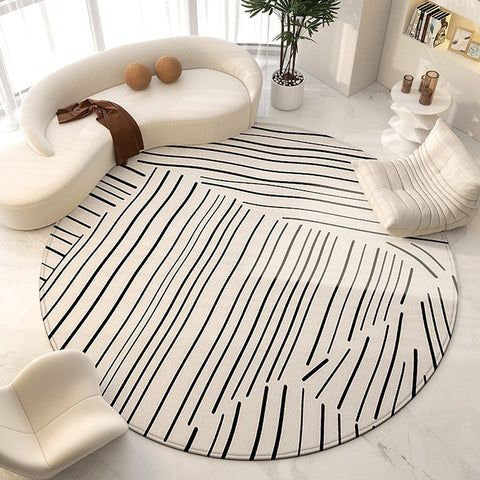 Large Modern Rugs for Living Room, Contemporary Modern Area Rugs for Bedroom, Geometric Round Rugs for Dining Room, Circular Modern Rugs under Chairs-HomePaintingDecor