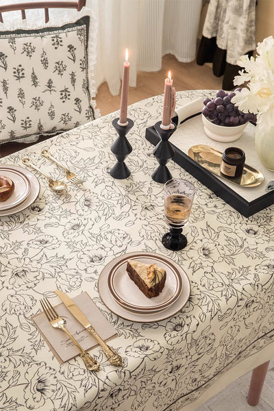 Large Flower Pattern Table Cover for Dining Room Table, Rectangular Tablecloth for Dining Table, Modern Rectangle Tablecloth for Oval Table-HomePaintingDecor