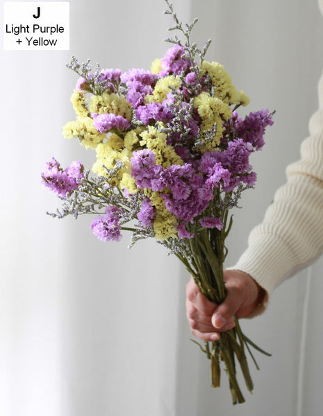 Flower Bunches, Dried Floral, Dried Flowers, A Bunch Dried Myosotis Flowers with Limoniums-HomePaintingDecor