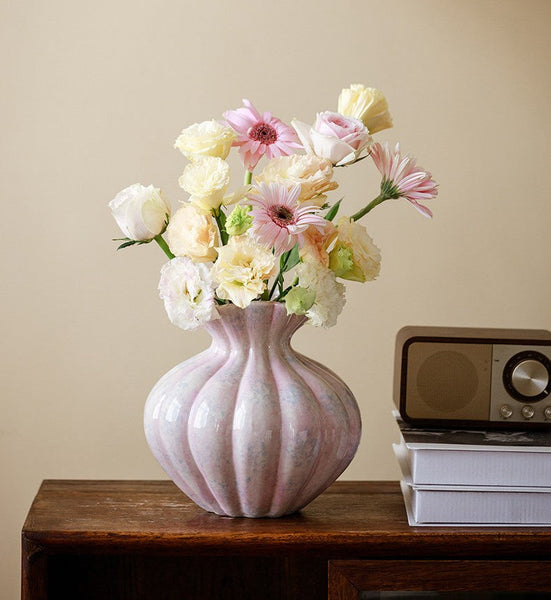 Modern Flower Vase Centerpiece on Table, Handmade Water Holding Flower Vases, Porcelain Flower Vases, Ceramic Bouquet Vases-HomePaintingDecor