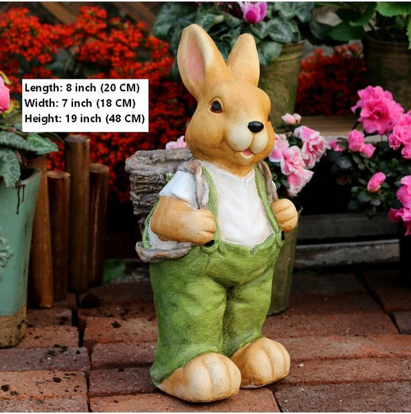 Garden Animal Statues, Large Garden Statues, Large Rabbit Statue for Garden, Bunny Flower Pot, Garden Ornament, Gardening Decoration Ideas-HomePaintingDecor