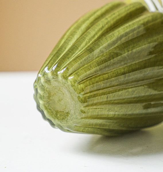 Unique Decorative Glass Vase, Centerpiece Vases on Table, Handmade Contemporary Glass Vases, Modern Green Vases for Living Room, Mid Century Vases for Flowers-HomePaintingDecor