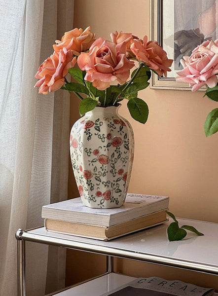 Ceramic Bouquet Vases, Tall Flower Vases on Table, Rustic Porcelain Flower Vases, Handmade Water Holding Flower Vases-HomePaintingDecor