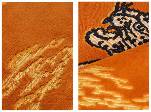 Contemporary Modern Sofa Pillows, Yellow Embroidery Tiger Pattern Pillows for Couch, Decorative Throw Pillows for Bedroom, Large Modern Sofa Pillow for Living Room-HomePaintingDecor