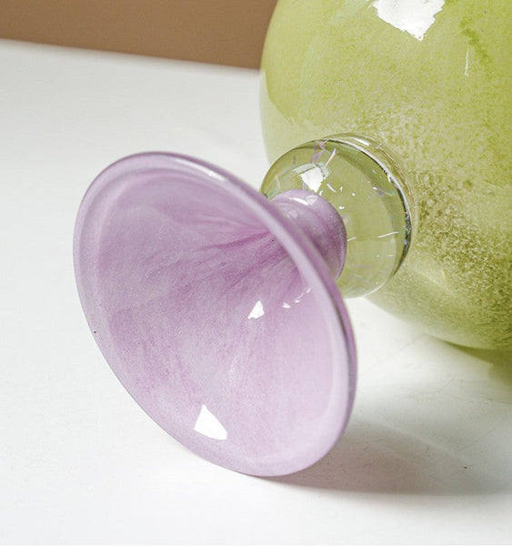 Modern Glass Vase for Flowers, Mid Century Glass Vases, Handmade Modern Vases for Living Room, Unique Decorative Glass Vase, Centerpiece Contemporary Vases on Table-HomePaintingDecor