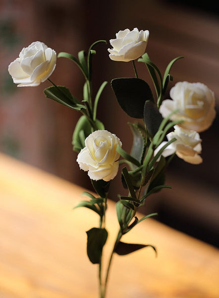 Flower Arrangement Ideas for Living Room, White Camellia Flowers, Modern Artificial Flowers for Home Decoration, Simple Artificial Floral for Bedroom-HomePaintingDecor